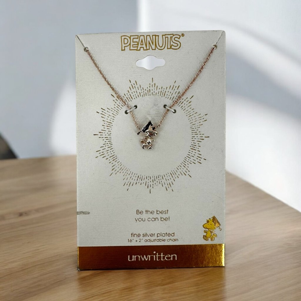 New La Rocks Peanuts Woodstock Graduation Silver Plated Necklace Graduate